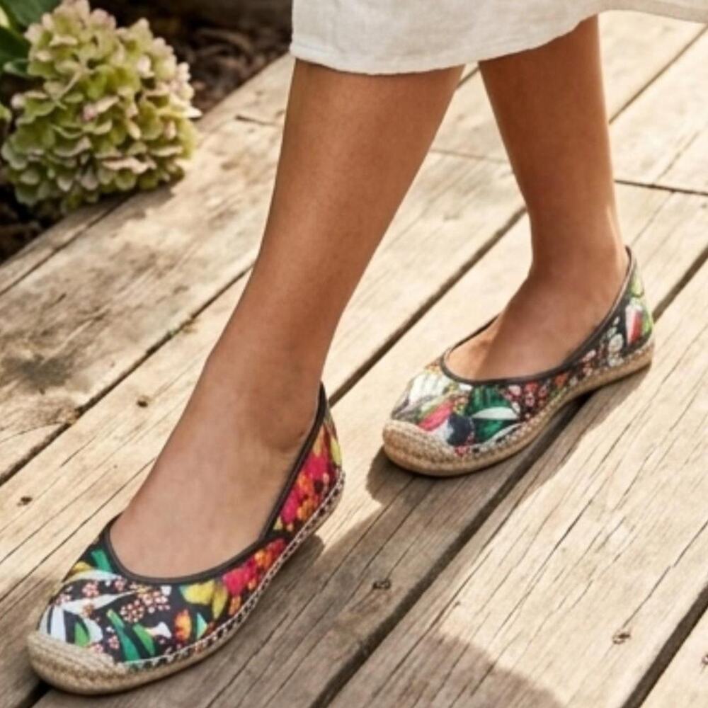 Multicoloured floral print espadrille shoes